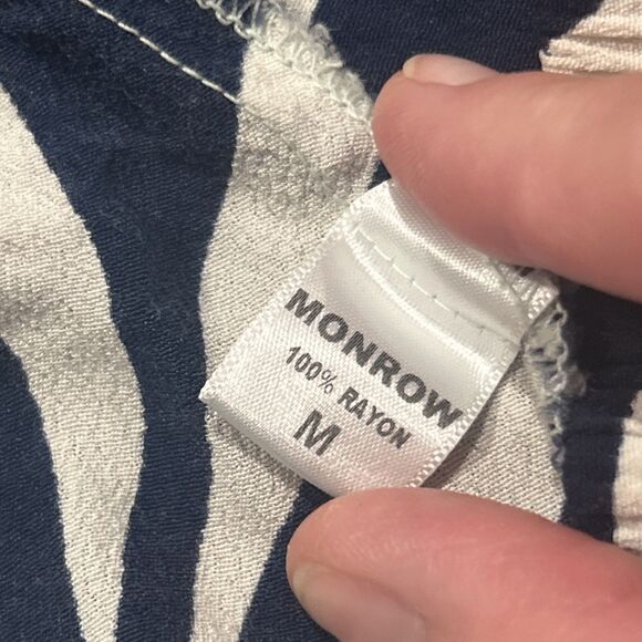 Monrow Pants Womens Medium Jogger USA Stretch Rayon Pull on Pockets Leaf Print - Picture 3 of 8